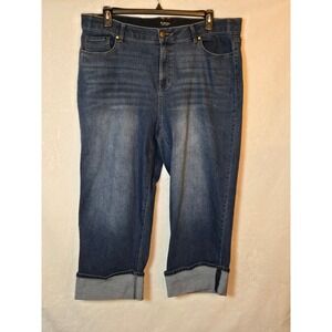 d jeans New York‎ Womens Size 18W Blue Wash Cropped Capri Jeans Cuffed